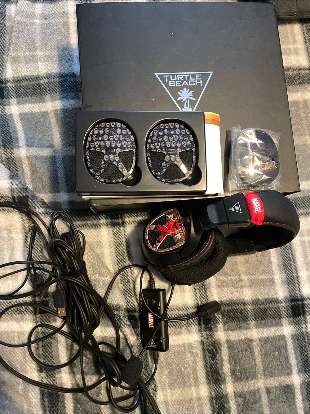 Turtle Beach Black Marvel-Edition Gaming Headset with USB Chat Adapter